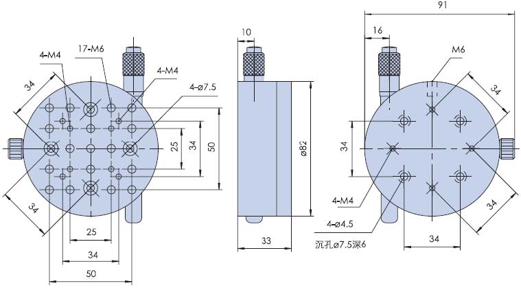 SDZ-603M 六維手動(dòng)組合臺(tái)/精密組合臺(tái)XYZ多維平臺(tái)平移升降旋轉(zhuǎn)角位