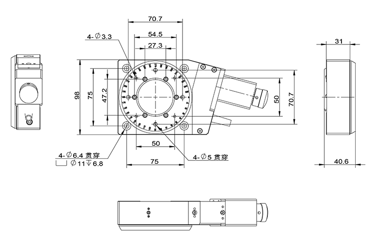 精密型電動(dòng)旋轉(zhuǎn)臺(tái) 360°中空轉(zhuǎn)臺(tái)  光學(xué)實(shí)驗(yàn)位移臺(tái)  PT-GD95A120
