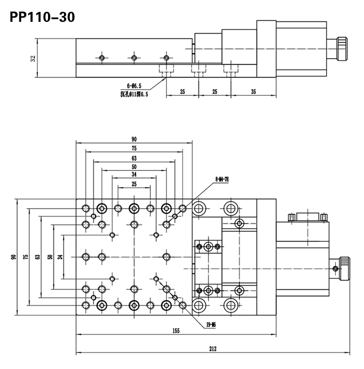 PP110-30電控平移臺精密電動位移臺光學(xué)實驗交叉滾柱導(dǎo)軌模組